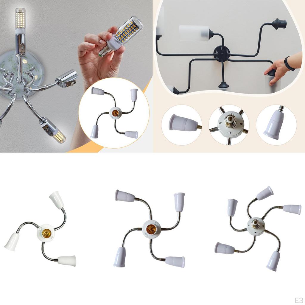 E27 Light Holder Splitter Adapter Degree Rotatable Replacement Portable for Exhibitions Bulb Lamp