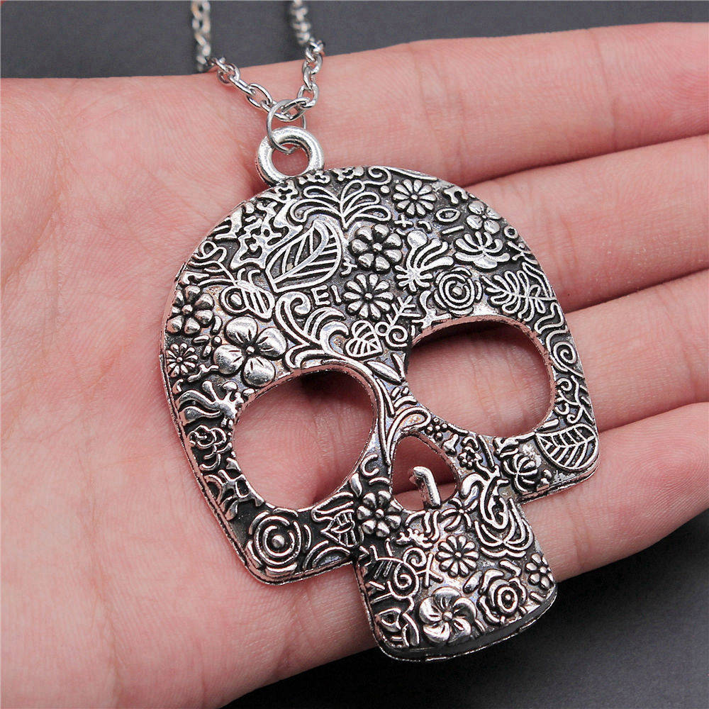 Eagles Gothic Skull Pendant Antique Bronze Metal Bridal Collar Necklace High Quality Statement Piece