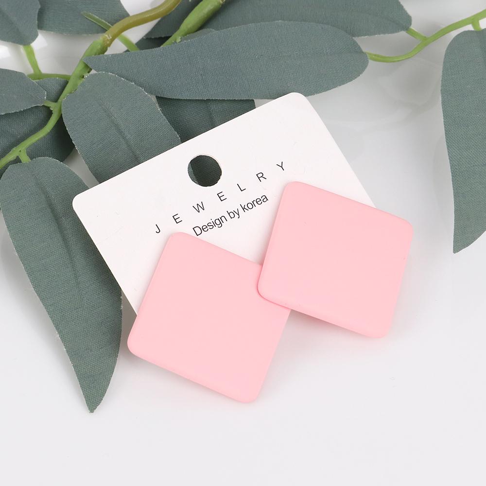 Trendy Korean Red White Black Pink Stud Earrings For Women Girl Geometric Big Square Round Acrylic Earrings Fashion Jewelry Gift