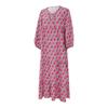 Women Floral Print Bohemian Long Dress Loose V-Neck Fashion Summer Beach Dress