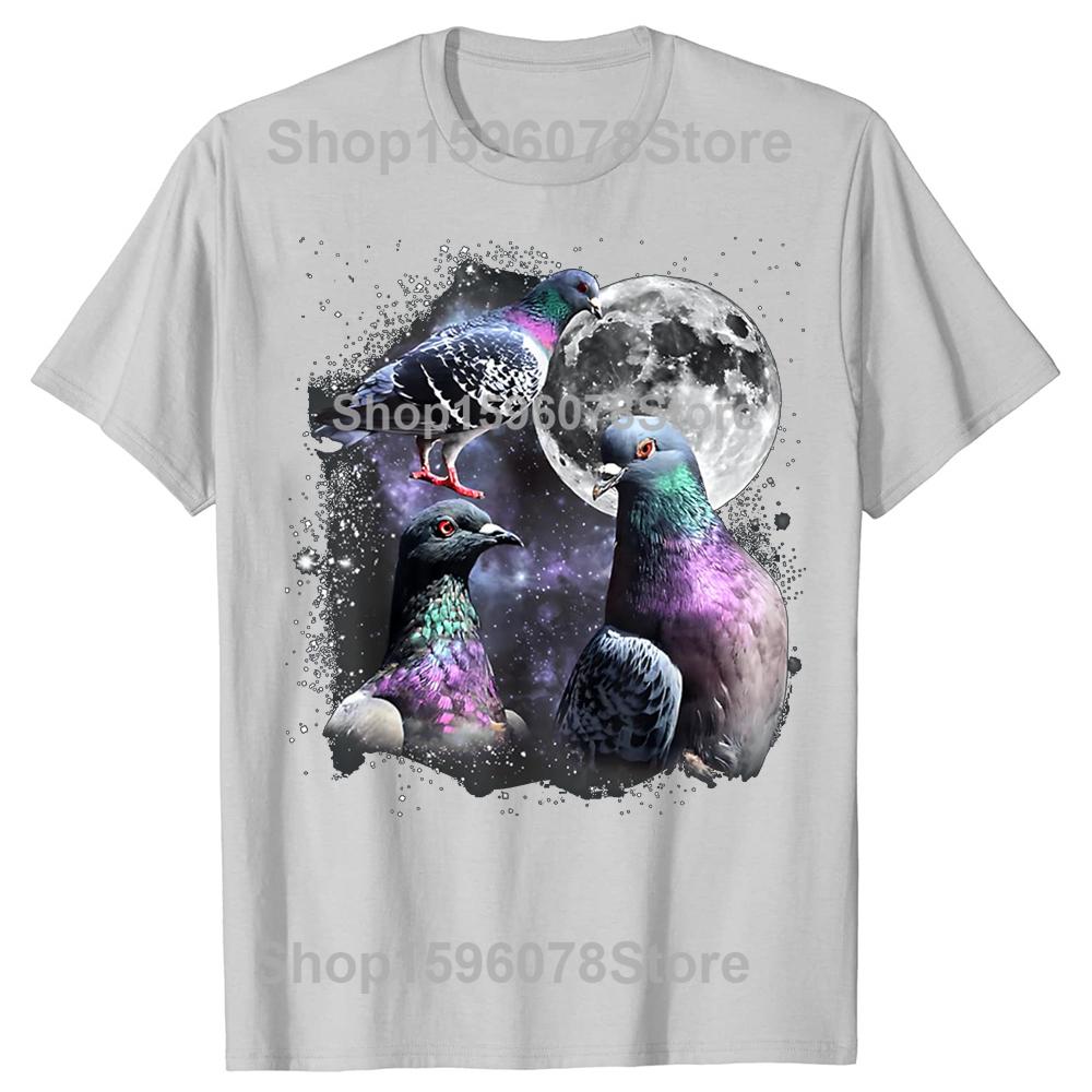 Funny Three Pigeon Moon Meme TShirt TShirt Summer Men Clothing Fashion T Shirts Cotton Short Sleeve Oversized Tshirt Tops