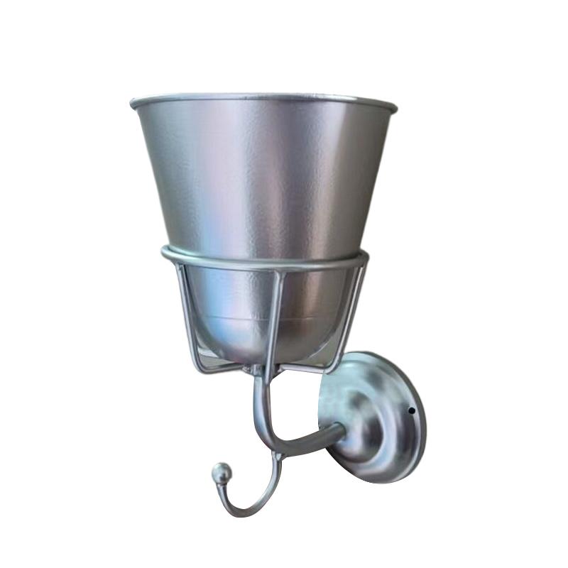 

Wall Mounted Metal Container Vase, Hooked Flower Pot Holder All-In-One Household Multifunctional Hanging Organizer серебряный