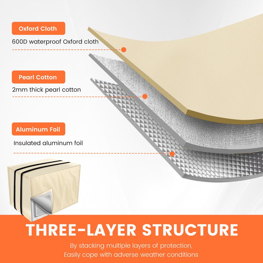 Winter Window Air Conditioner Cover 3 Layer Insulation Waterproof Windproof Oxford Cloth Outside AC Unit Protection Cover