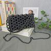 Acrylic Beaded Handwoven Clutch Bag With Zipper Closure For Daily Fashion
