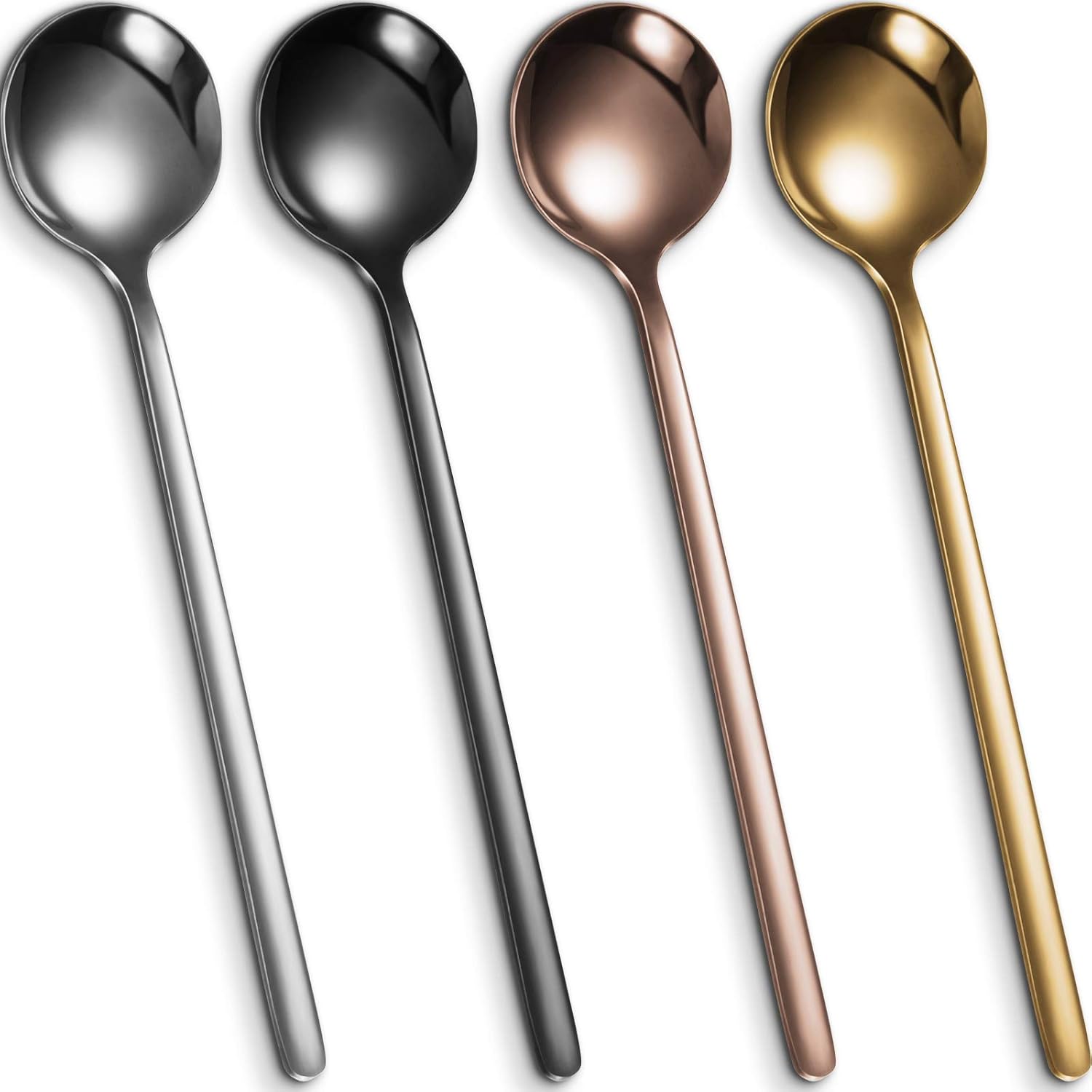 Patelai 4 Pieces Coffee Spoons Stainless Steel Espresso Spoons Frosted Handle Soup Tool for Coffee Sugar Soup Ice Cream Dessert Cake Supplies, 5.31