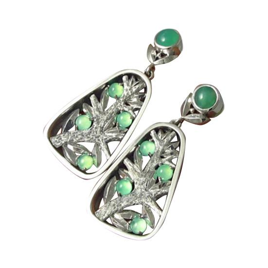 

1 пара висячих ушных шпилек из искусственного зеленого камня в форме дерева, ювелирные изделия