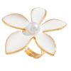 Elegant Big White Flower Ring Adjustable Open Finger Ring for Women Exaggerated Jewelry for Weddings and Birthdays