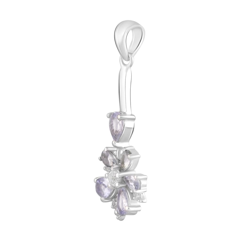 Silver Pendant with Tanzanite 1.905ct, White Topaz (2115113)
