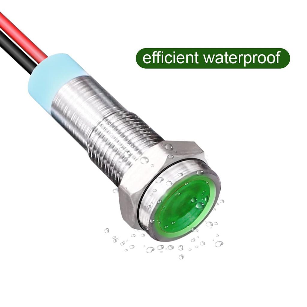 KILIGEN 10pcs 6mm 1/4" AC/DC 12-24V LED Metal Indicator Light