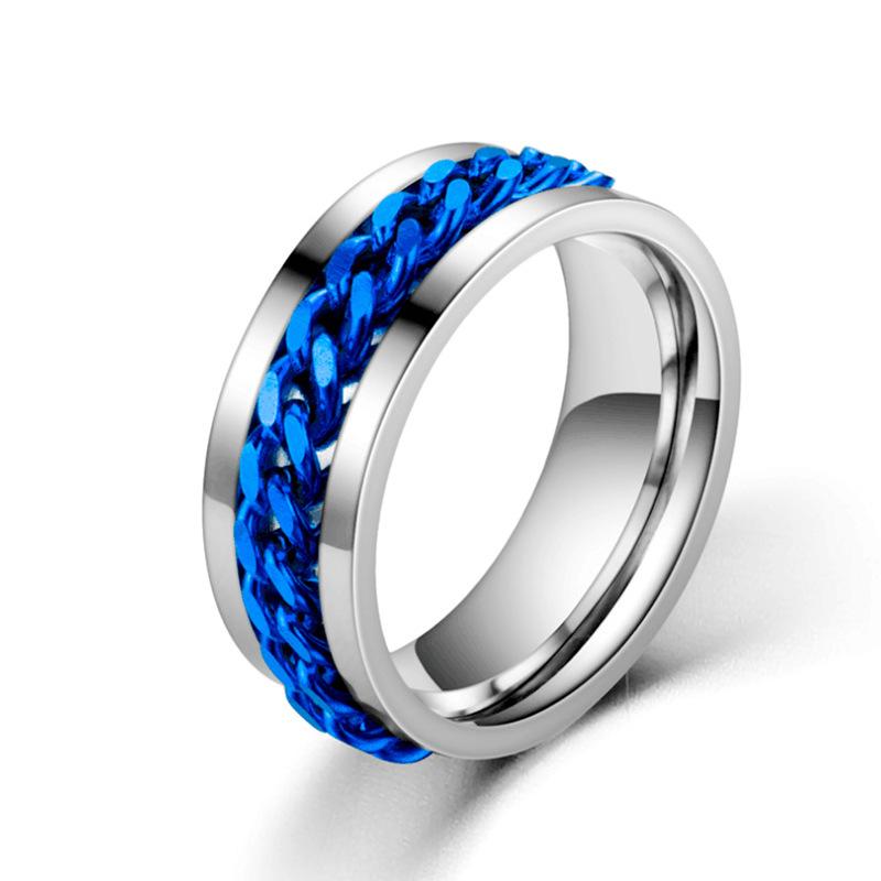 Trendy Titanium Steel Rotatable Chain Ring for Men - Hip Hop Couple Style Jewelry