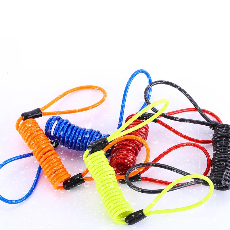 120CM Motorcycle Brake Disc Lock Scooter Reminder Cable Bicycle Spring Rope Bag Anti-Theft Cable Alarm Disc Locks Protection