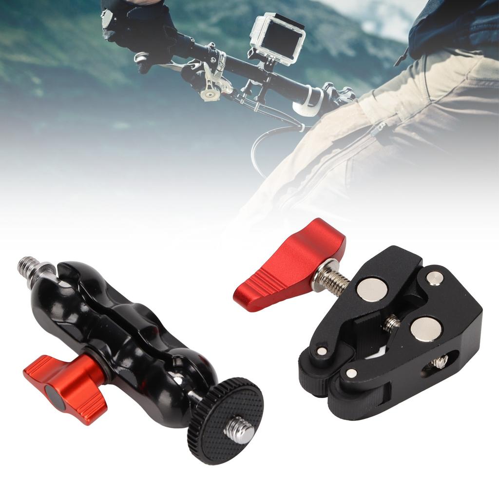 Super Camera Clamp Mount Rustproof Adjustable Double Ball Head Adapter for Camera Light Flashlights