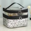 Manledao Quilted Double-Layer Travel Cosmetic Bag