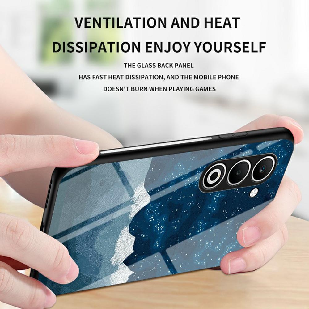 For Oppo A5 5G Case Starry Sky Pattern Tempered Glass Phone Cover