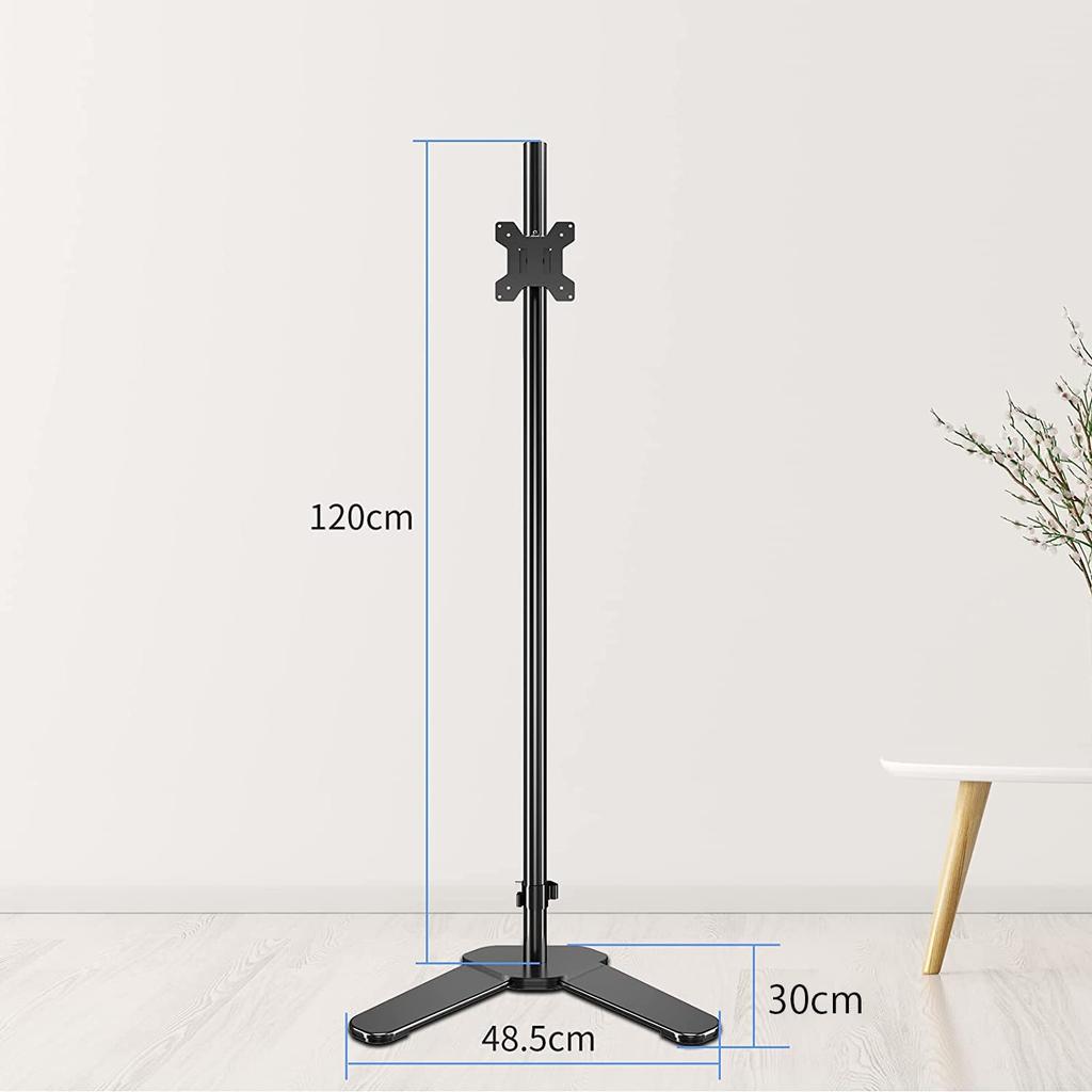 Pholiten Freistehender PC-Monitorständer ohne Arm, 120 cm hoch, kompatibel mit LCD-Display, VESA-Standard, Tragkraft 10 kg, 13-27 Zoll, Ständer,