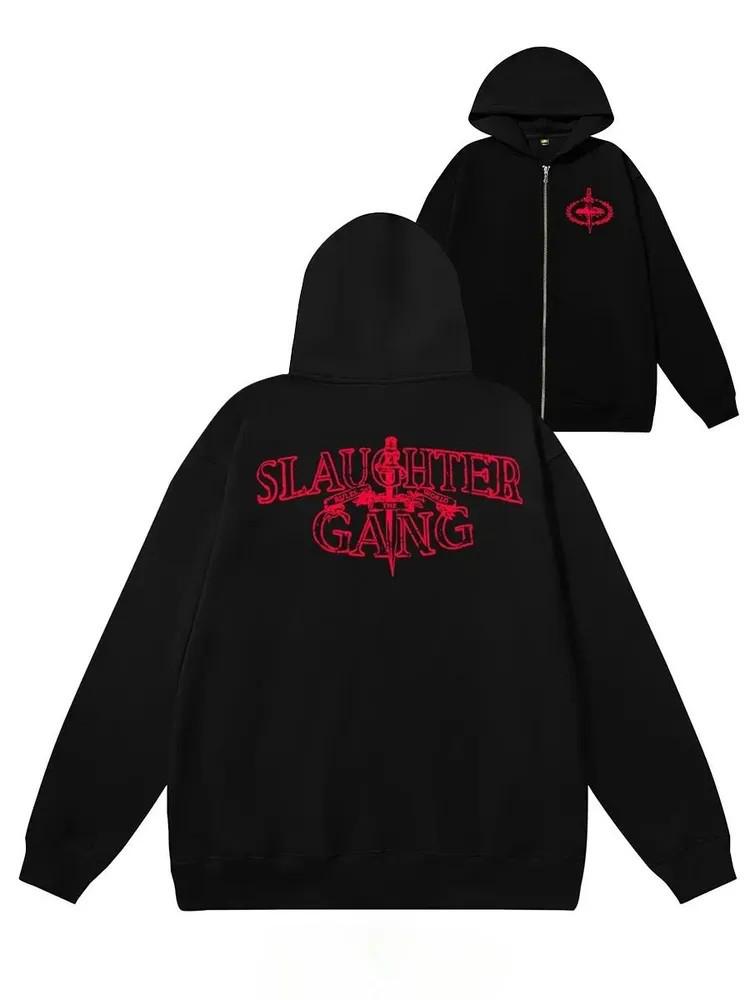 Zestaw bluzy z kapturem i zamkiem błyskawicznym Corteiz 21Savage: Styl celebrytów europejskich i amerykańskich, UKDRIPDRILL Hip Hop Luźny krój