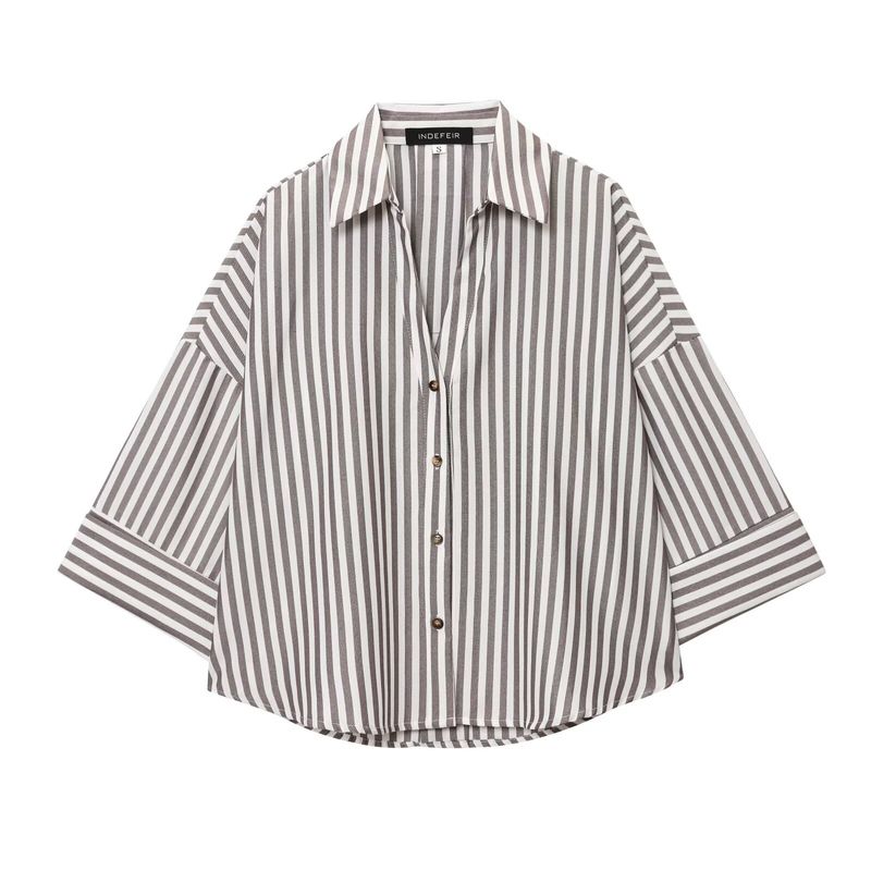 Kaslead New Arrival Women's Fashion Style Fashionable All-Match Blended Wide Sleeve Shirt 2340712 017