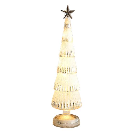 Glitter Christmas Tree Table Lamp LED Light-Up Decoration with Star Topper Festive Centerpiece for Home & Office Decor
