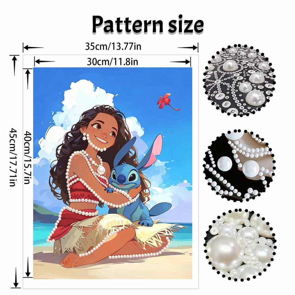 Disney Pearl Art Moana Stitch Creative Pearl-Style Art Kit 5D DIY Pearl Embroidery Mosaic Cross-Stitch Kit for Home Decor