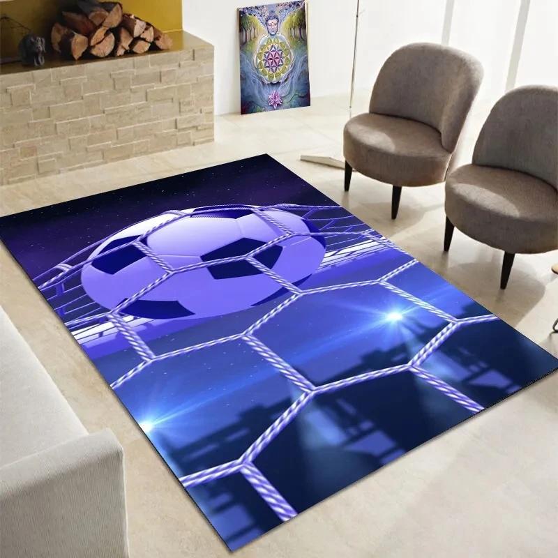 Football Area Rug Ball Sports Theme Carpet Soccer Ball Pattern Floor Mat for Kids Boys Girls Play Room Living Room Bedroom Decor