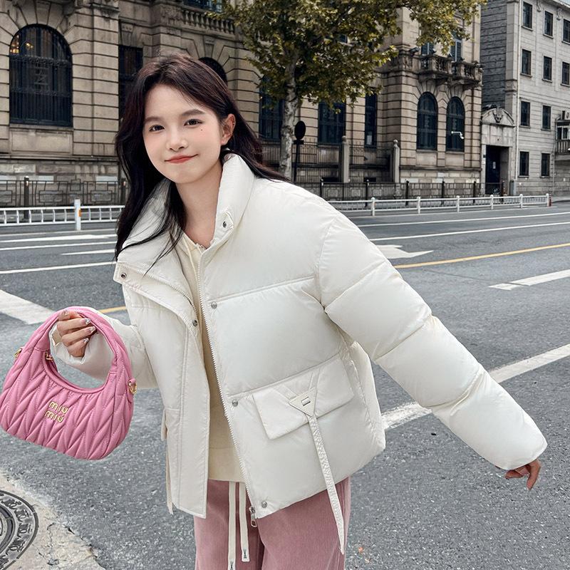 Short bread clothes, down cotton clothes for women, small people, thickened stand-up collar, warm and casual temperament, winter cotton jacket.