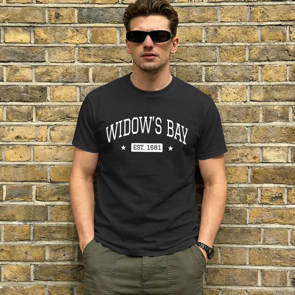 Unisex TShirts Widows Bay Vintage Pure Cotton Tee Shirt Short Sleeve Horror Comedy T Shirts Round Neck Tops Plus Size