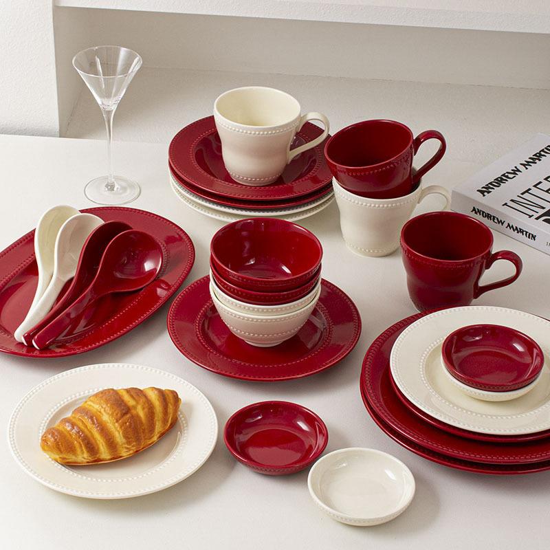 Underglaze Colorful Red Dishes, Tableware, Noodle Bowls, Household New Tableware, Plates, Dinner Plates, Wedding Gifts