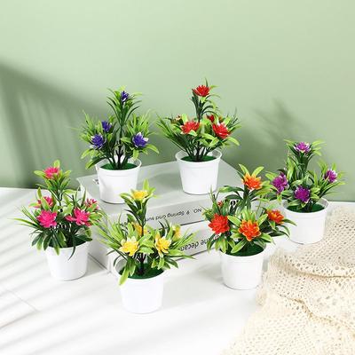 Künstliche Blumen Bonsai Vase für Zuhause Tisch Mini Topfpflanzen Weihnachten Hochzeitsdeko DIY Zierblumentopf Badezimmer Fensterbank