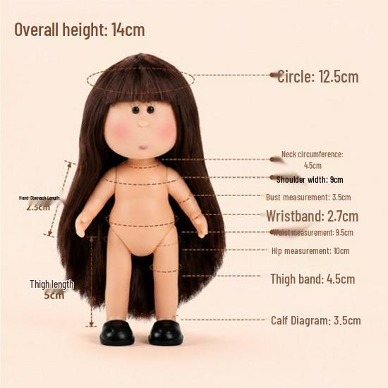 14CM Handmade Naked Potato Doll Figure, DIY Mini Spanish Design.