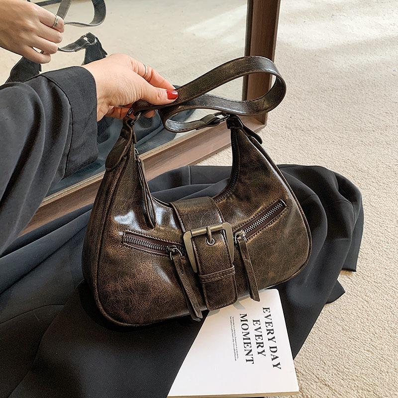 Niche design bag new fashionable retro underarm bag single shoulder crossbody crescent bag fashionable