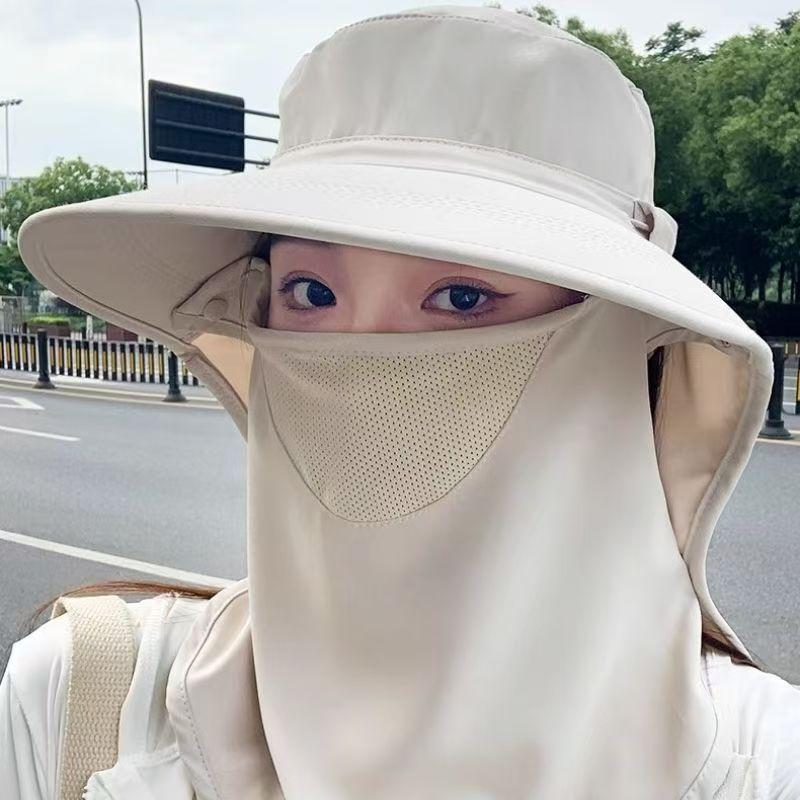 Breathable UV Protection Sun Hat with Face Cover and Neck Flap for Women Summer Outdoor Fishing Hiking Gardening Wide Brim Cap