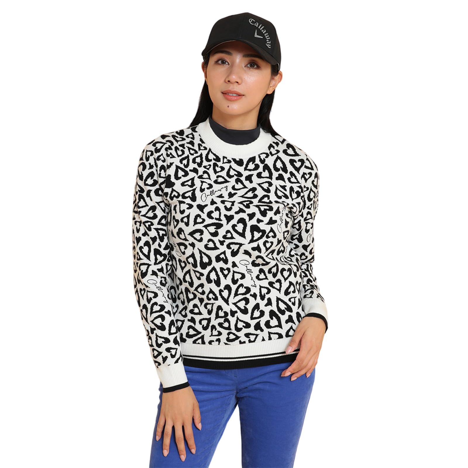 

Callaway Crew Neck Sweater Golf C24218206 Women s (Leopard Jacquard) / / 1030_White
