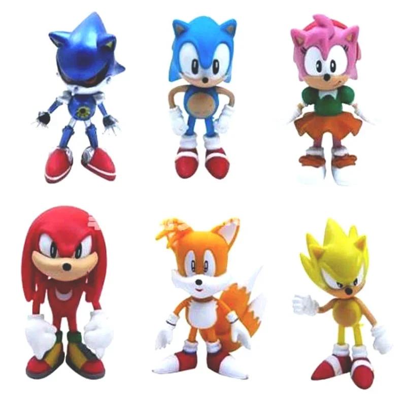 

Set Sonic Figure Tails Werehog Action Figures Knuckles Doll Dr. Eggman Cartoon Figurines Collectible Dolls Kids Hedgehog Toy 8cm