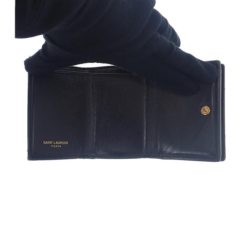 Saint Laurent 668274BOWA11000 Trefoldig lommebok svart Kalveskinn Dame