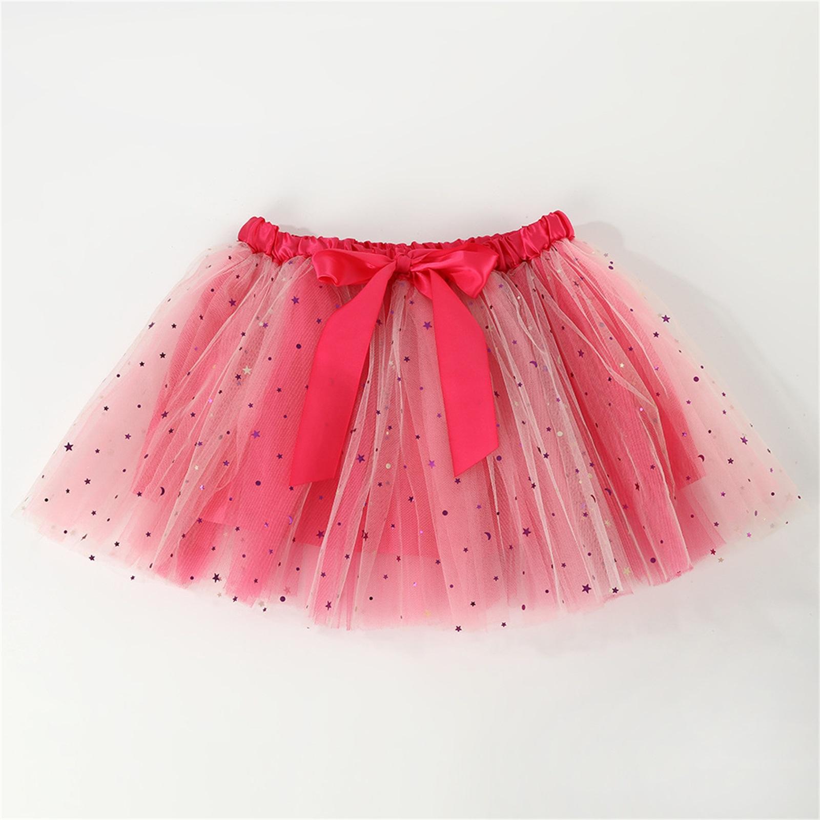Children s Fashion Bow Sequin Tulle Elastic Waist Short Skirt One Size