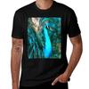 Lebhaftblauer Pfau Mit Aufgefächertem Schwanz T-Shirt Weihnachten Lässiges T-Shirt