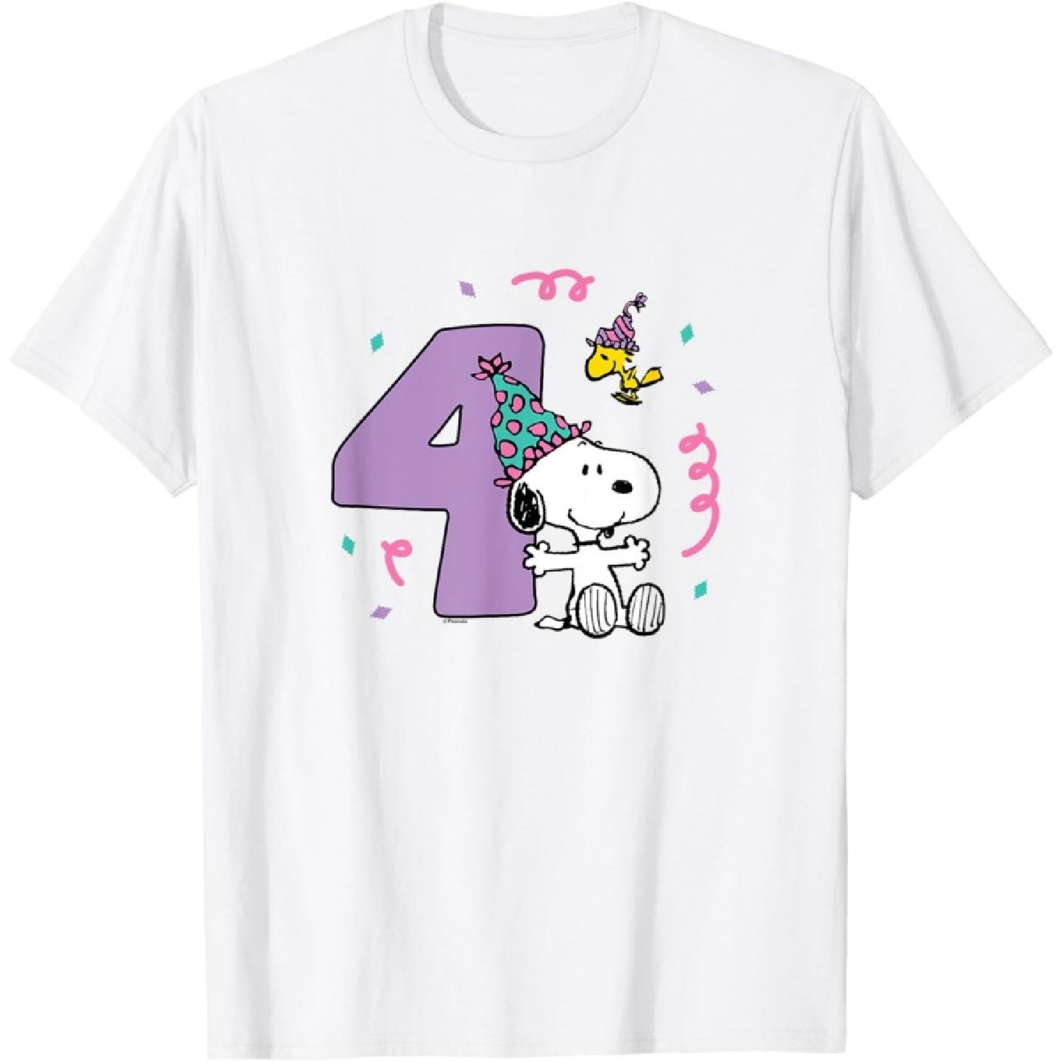 Peanuts - Snoopy & Woodstock - 4th Birthday T-Shirt XXXXXL белый