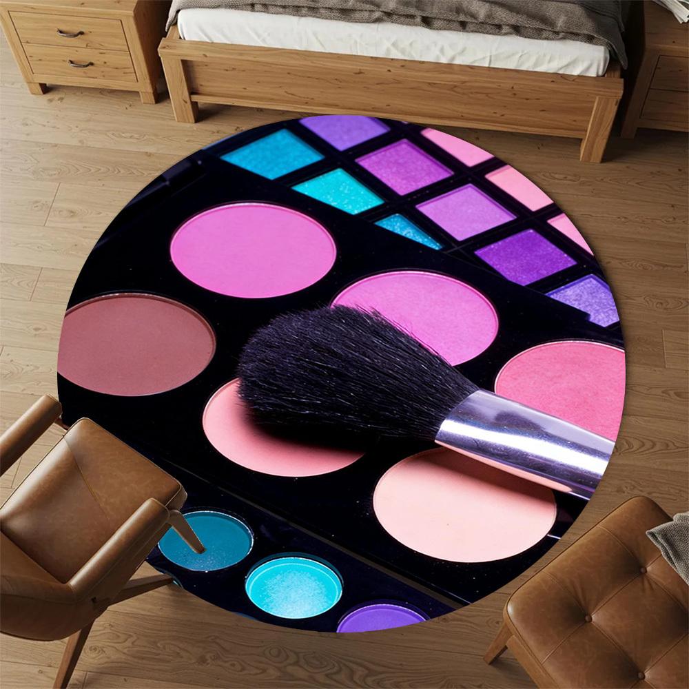1pc Makeup Palette Brush Round Chair Mat Office Area Rug - Non-Slip, Floor Mat for Office, Bedroom, and Indoor Decor P127292
