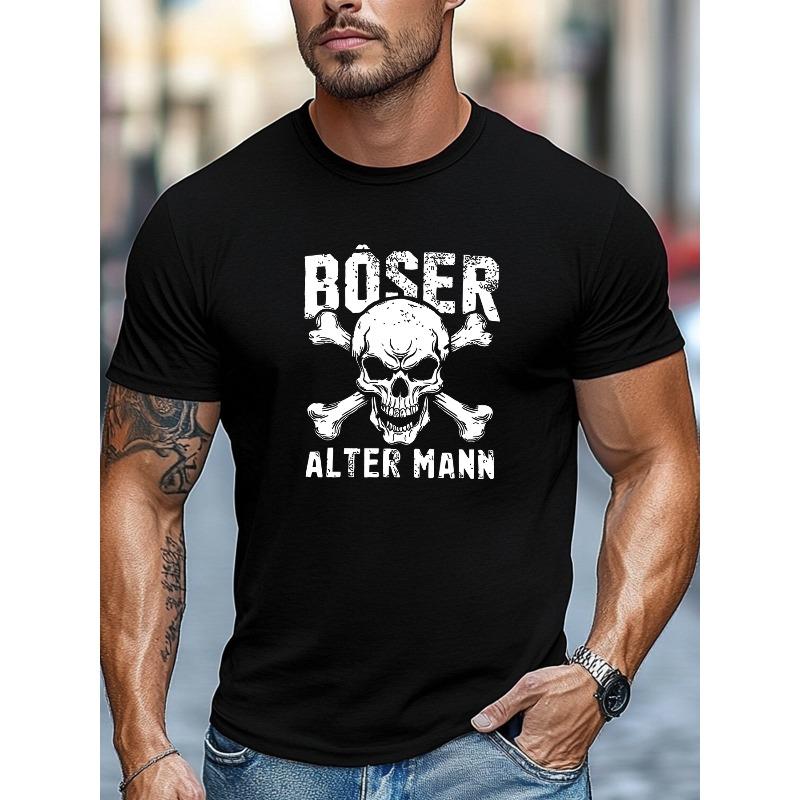 European Sizes Men'S Summer Casual Short-Sleeve T-Shirt with Skull And Crossbones Design