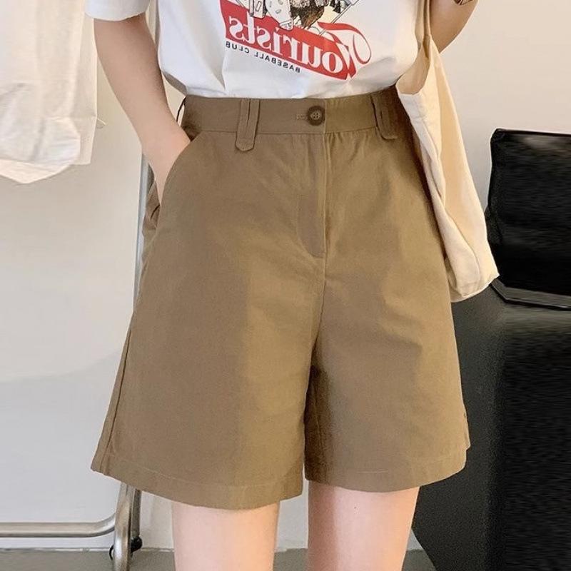 Women s Khaki Slimming Wide-Leg Cargo Shorts – Casual Spring/Summer 2025 L хаки (без ремня)