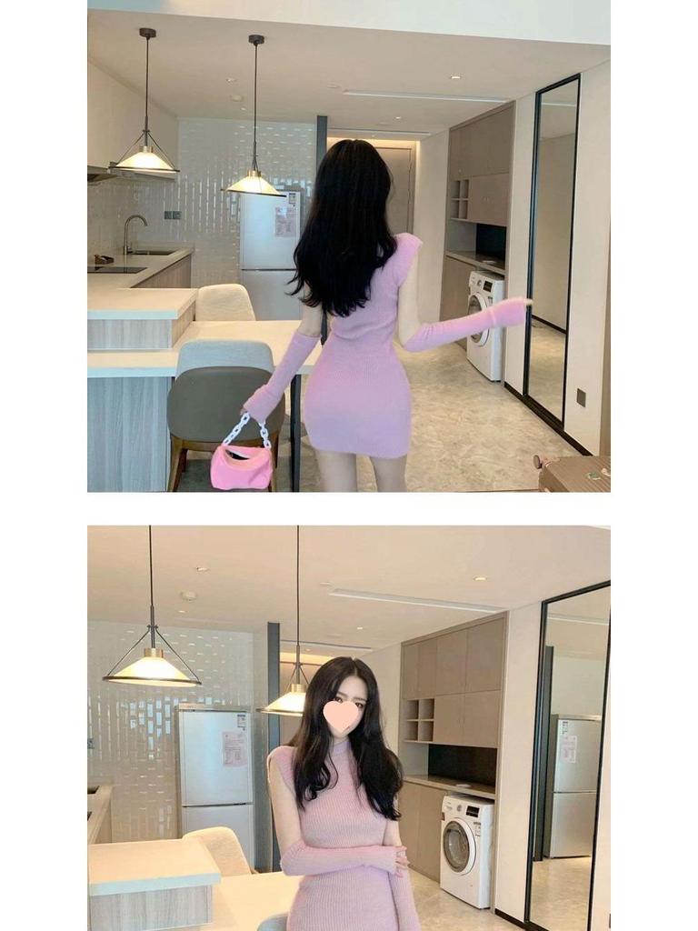 2025 Spring/Summer Goddess Style Sexy Knitted Bodycon Dress