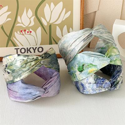 Böhmen Bunter Druck Haargummi Damen Elegant Breites Haarband Weiche Stirnbänder Scrunchies Für Weibliche Party Haaraccessoires Haarreifen