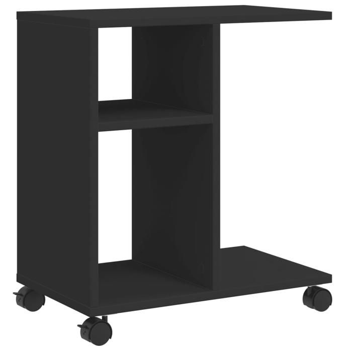 VidaXL Table d'appoint avec roues noir 50x30x55 cm bois d'ingénierie, bout de canapé, table de canapé, table de salon, table 840570