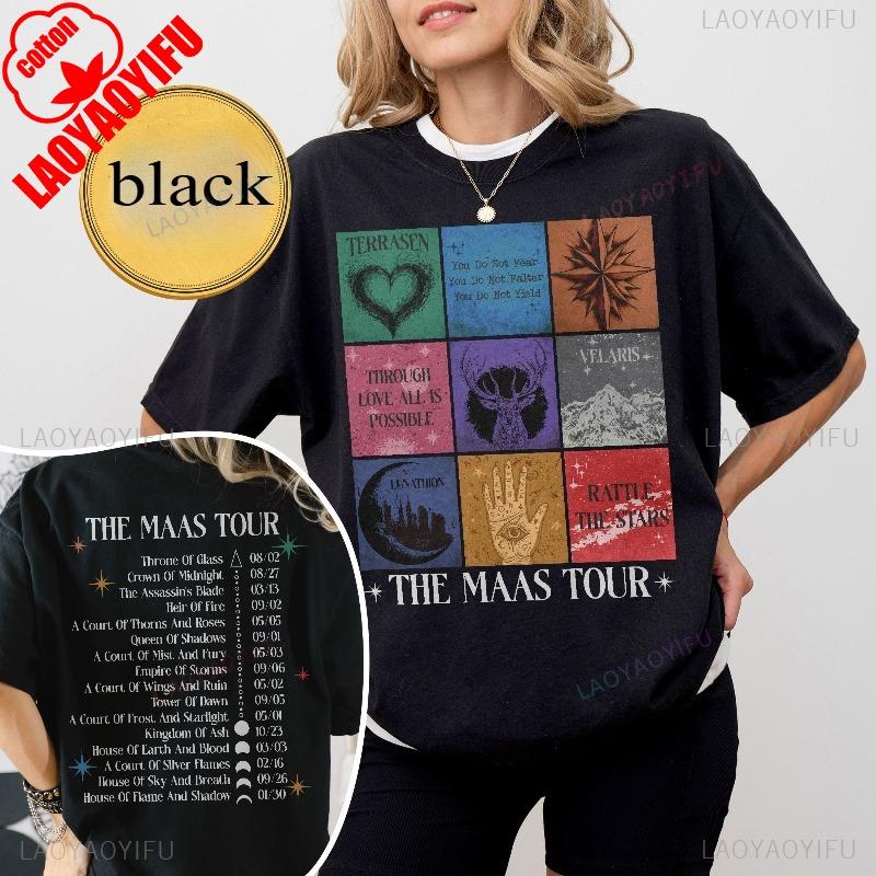 Sarah J Maas SJM Merch Světové turné Tričko Throne of Glass Oblečení pro fanoušky Crescent City Letní móda Ležérní pohodlná bavlněná trička