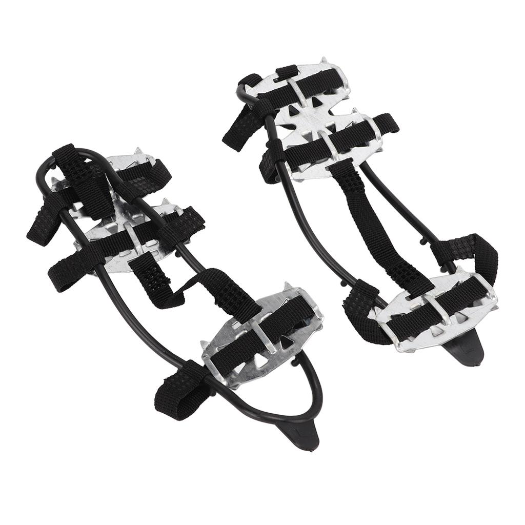 1 Paar 24 Zähne Steigeisen Edelstahl Rutschfest Outdoor Schnee Eis Schuhüberzüge Silber L