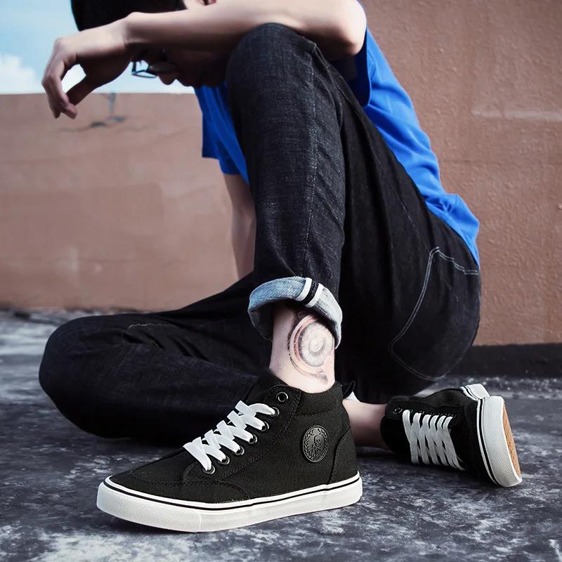 Fashion Men's Canvas Shoes Quality Men Vulcanized Shoes New Breathable Male Flats Hot Sell Wear-resistant High-top Shoes for Men