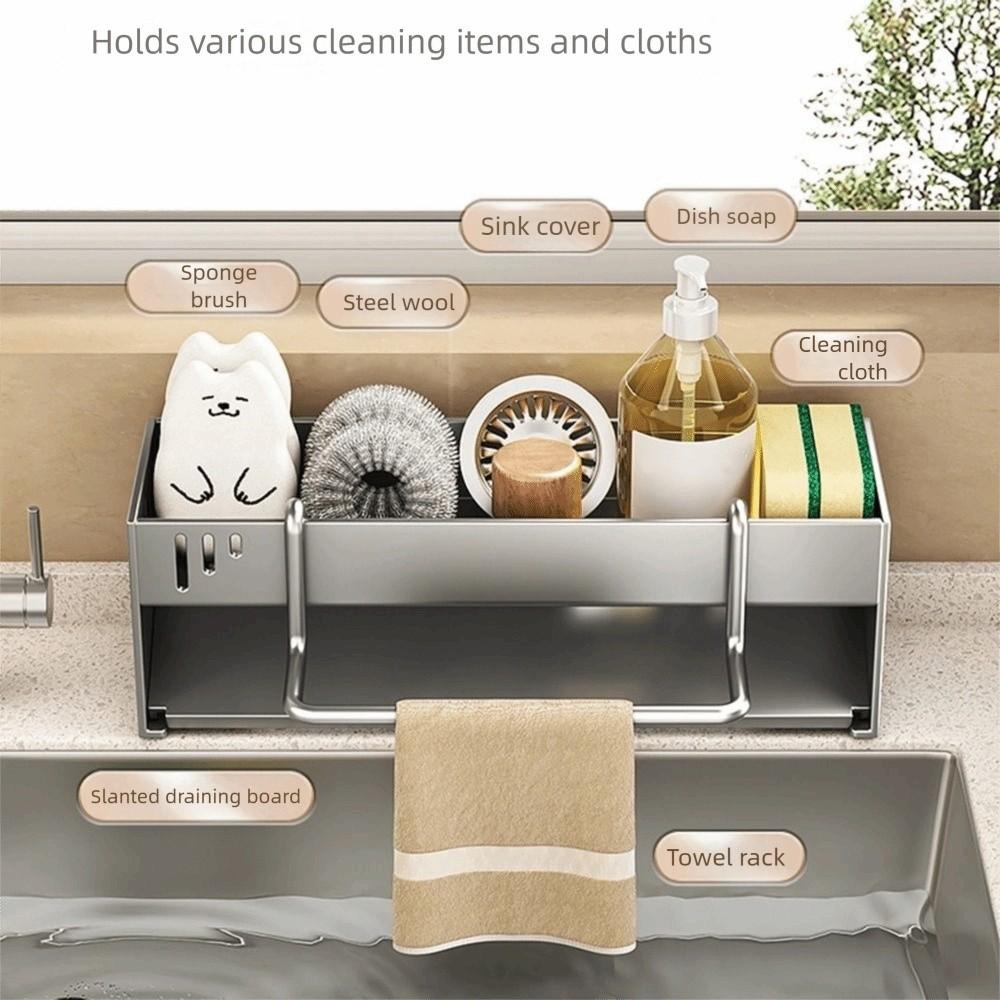 Detachable Kitchen Sink Rack Quick Dry Dishcloth Organizer Rustproof Sink Towel Stand Sink Area