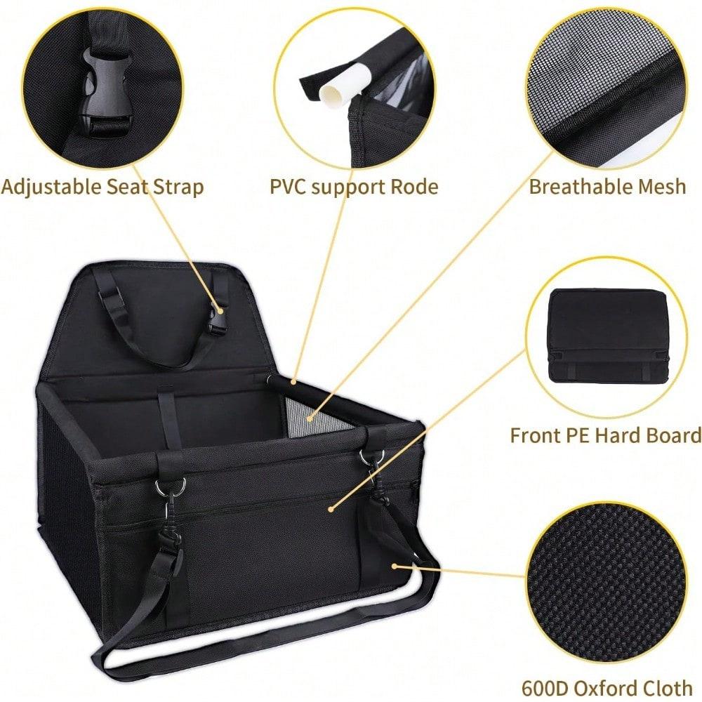 Dog Car Seat, Travel Pe-Style Dog Booster Seat, Breathable Dog Car Seat, with Adjustable Seat Belt Design