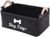 LIUYIDM Dog Toy Storage Basket 38x25x18cm Foldable Felt Bin with Handle Dark Grey Pet Toy Organizer