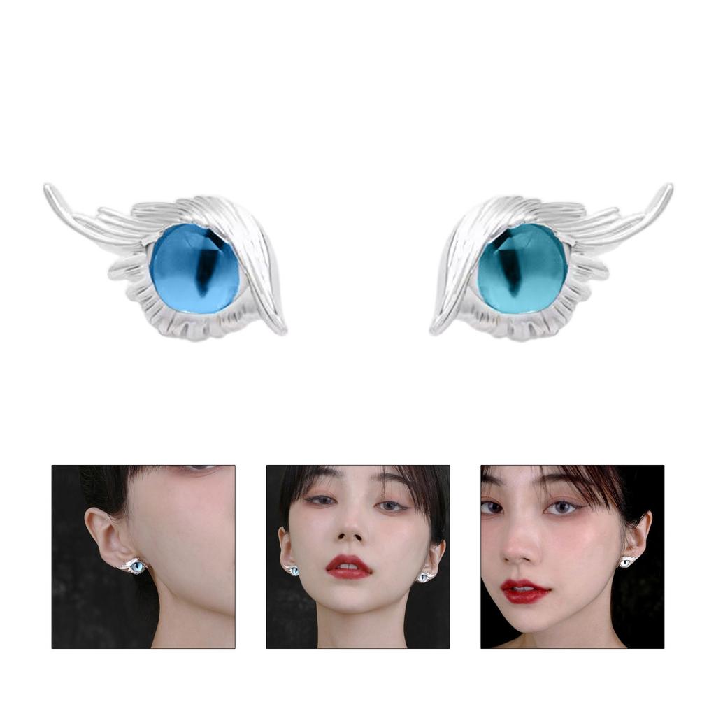 2Pcs Simple Angel Feather- Wings Cat Eye Earrings Female Ins Popular All-match Hip-hop Street Earrings for Birthday Gift